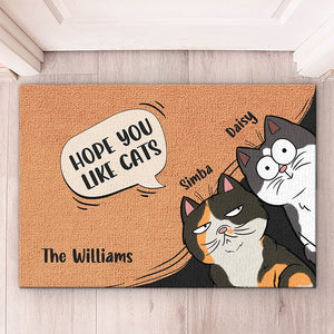J'espère que vous aimez les chats, nous régnons sur la maison - Tapis décoratif personnalisé pour chat - Cadeau pour les propriétaires d'animaux et les amoureux des animaux