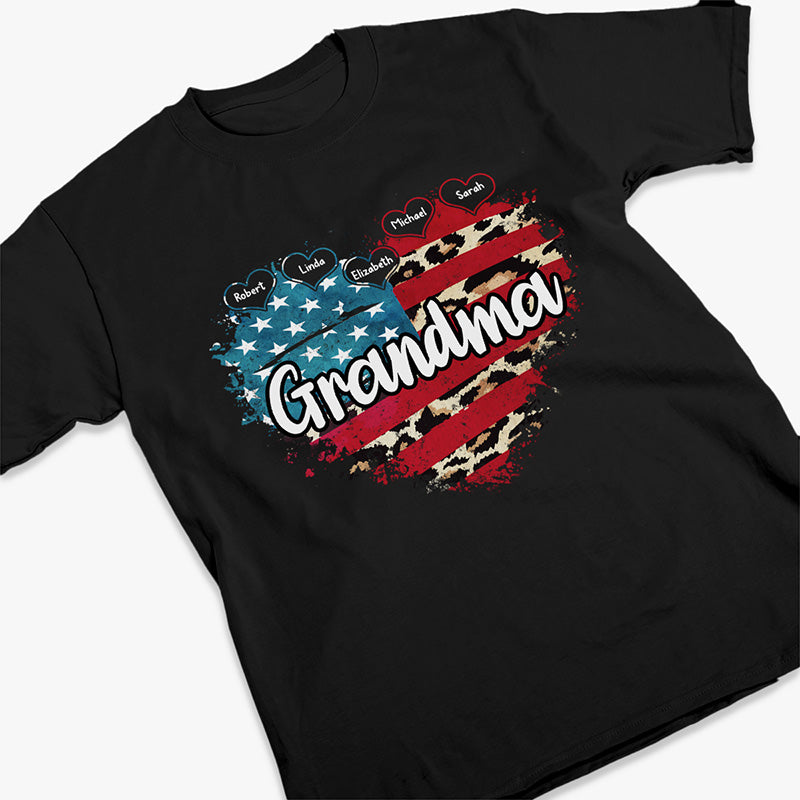Grandma And Her Kids - Family Personalized Custom Unisex Patriotic T-shirt, Hoodie, Sweatshirt - Independence Day, 4th Of July, Birthday Gift For Grandma