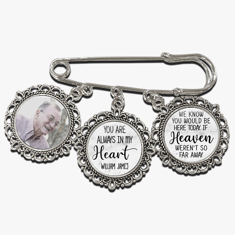 Photo personnalisée « Tu es toujours dans mon cœur » - Épingle à revers ronde personnalisée, broche - Cadeau de condoléances pour les membres de la famille