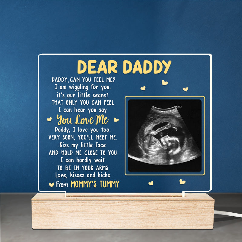 Photo personnalisée très bientôt, tu me rencontreras - Lumière LED 3D rectangulaire personnalisée en famille - Cadeau de fête prénatale, cadeau pour premier papa