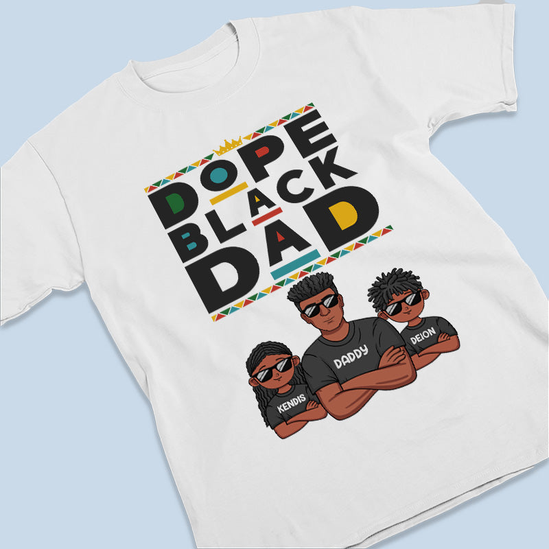 Le papa noir et ses enfants - T-shirt unisexe personnalisé pour la famille, sweat à capuche, sweat-shirt - Cadeau de fête des pères, d'anniversaire pour papa