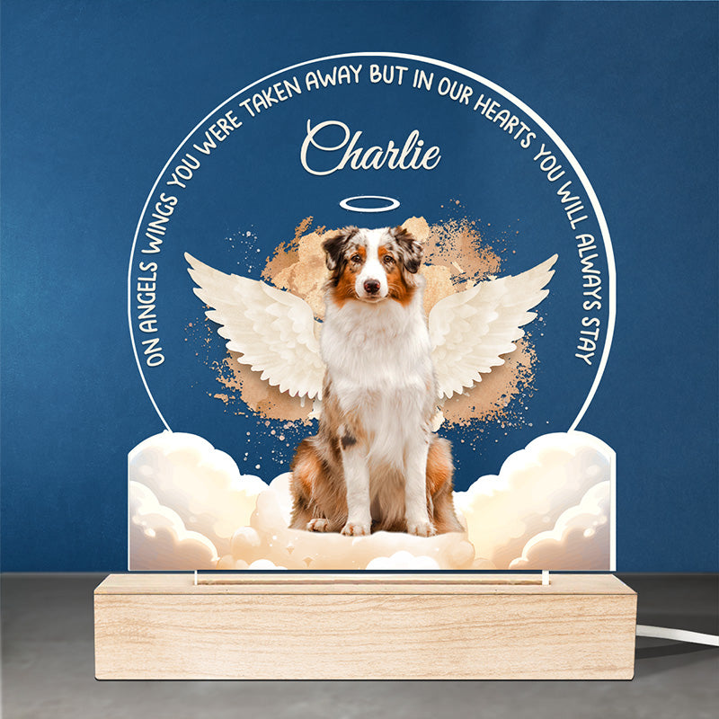 Photo personnalisée « Pour toujours dans mon cœur » – Lampe LED 3D personnalisée en forme de mémorial – Cadeau de condoléances pour les propriétaires et les amoureux des animaux