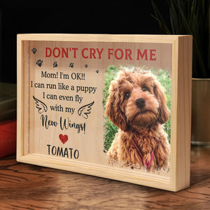 Photo personnalisée « Je peux courir comme un chiot » - Cadre photo personnalisé avec lumière - Cadeau de condoléances pour les propriétaires et les amoureux des animaux