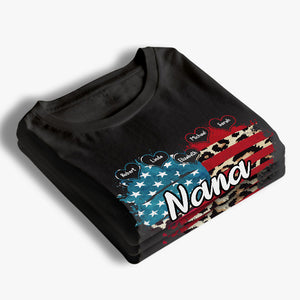Grandma And Her Kids - Family Personalized Custom Unisex Patriotic T-shirt, Hoodie, Sweatshirt - Independence Day, 4th Of July, Birthday Gift For Grandma