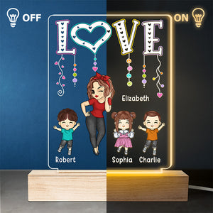 My Cherished Kids, The Light Of My Life - Family Personalized Custom Rectangle Shaped 3D LED Light - Mother's Day, Gift For Mom, Grandma