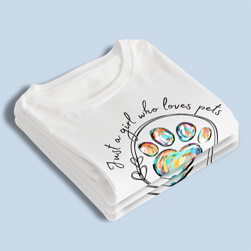 Juste une fille qui aime les animaux - T-shirt, sweat à capuche et sweat-shirt unisexe personnalisé pour chien et chat - Cadeau pour les propriétaires et les amoureux des animaux
