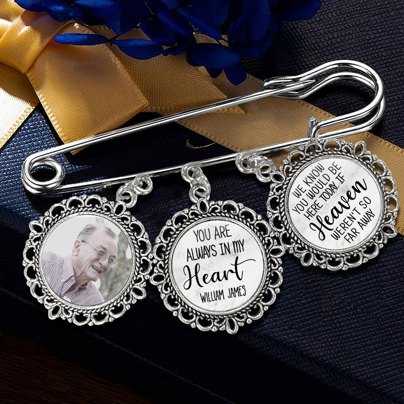 Photo personnalisée « Tu es toujours dans mon cœur » - Épingle à revers ronde personnalisée, broche - Cadeau de condoléances pour les membres de la famille