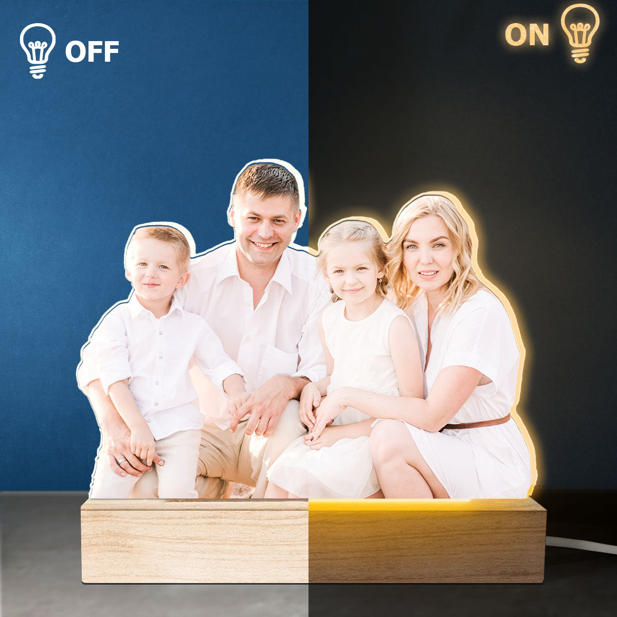 Photo personnalisée : la source de ma plus grande joie - Lampe LED 3D personnalisée en forme de famille - Téléchargez une photo cadeau pour les membres de la famille