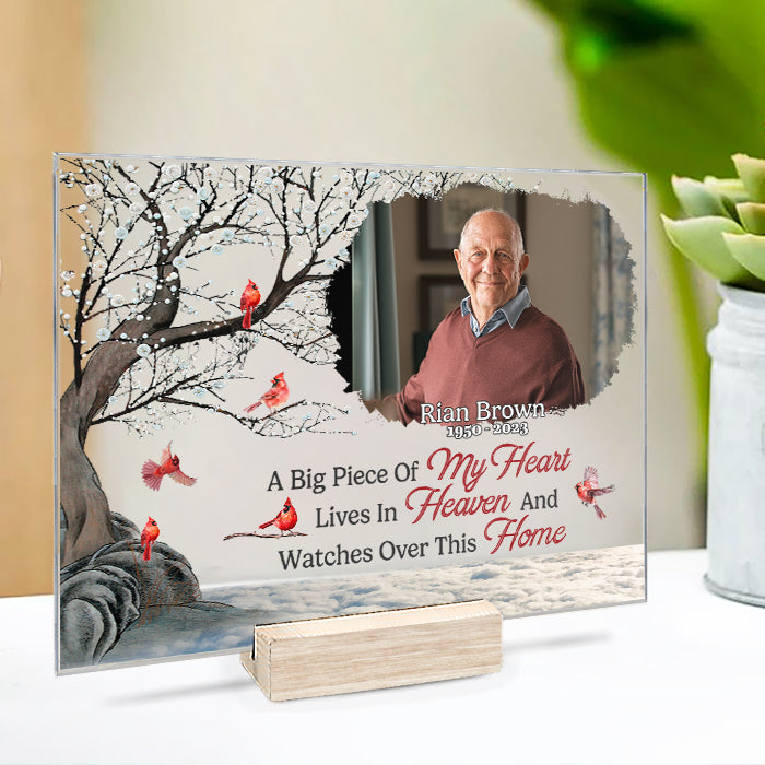 Photo personnalisée « Quelqu'un que nous aimons est au paradis » - Plaque acrylique personnalisée commémorative - Cadeau de Noël, cadeau de condoléances pour les membres de la famille