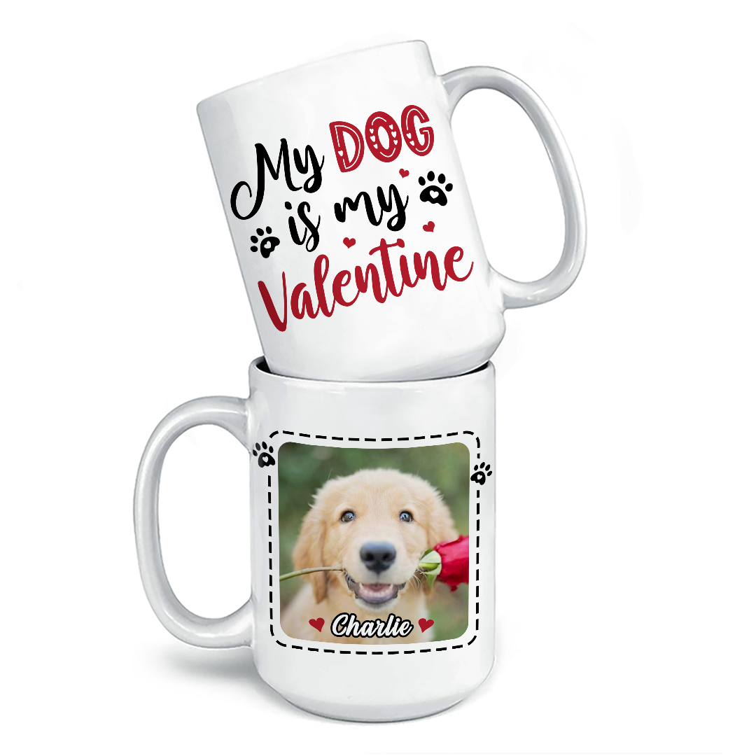 Mug personnalisé avec photo « Mes animaux sont ma Saint-Valentin » - Tasse personnalisée pour chien et chat - Cadeau de Saint-Valentin pour les propriétaires et les amoureux des animaux