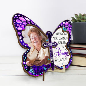 Photo personnalisée « Pour toujours dans mon cœur » – Plaque commémorative personnalisée en bois à 2 couches avec support – Cadeau de condoléances, cadeau pour les membres de la famille, les propriétaires d'animaux et les amoureux des animaux