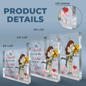 Plaque acrylique carrée personnalisée « À côté de vous » pour couple – Cadeau pour mari et femme, anniversaire
