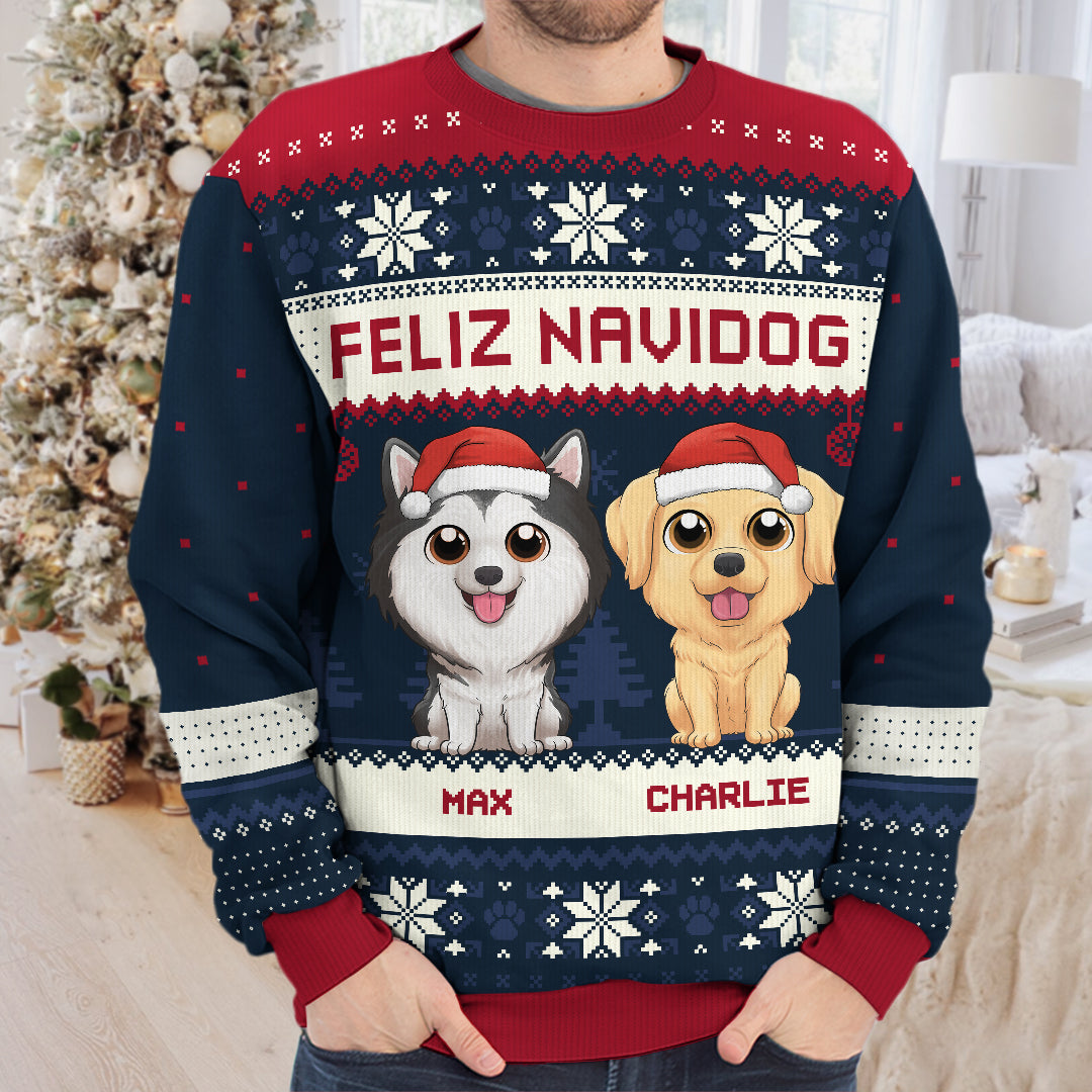 Tout ce que je veux pour Noël - Sweat-shirt personnalisé pour chien - Pull en laine unisexe - Cadeau de Noël pour les propriétaires et les amoureux des animaux