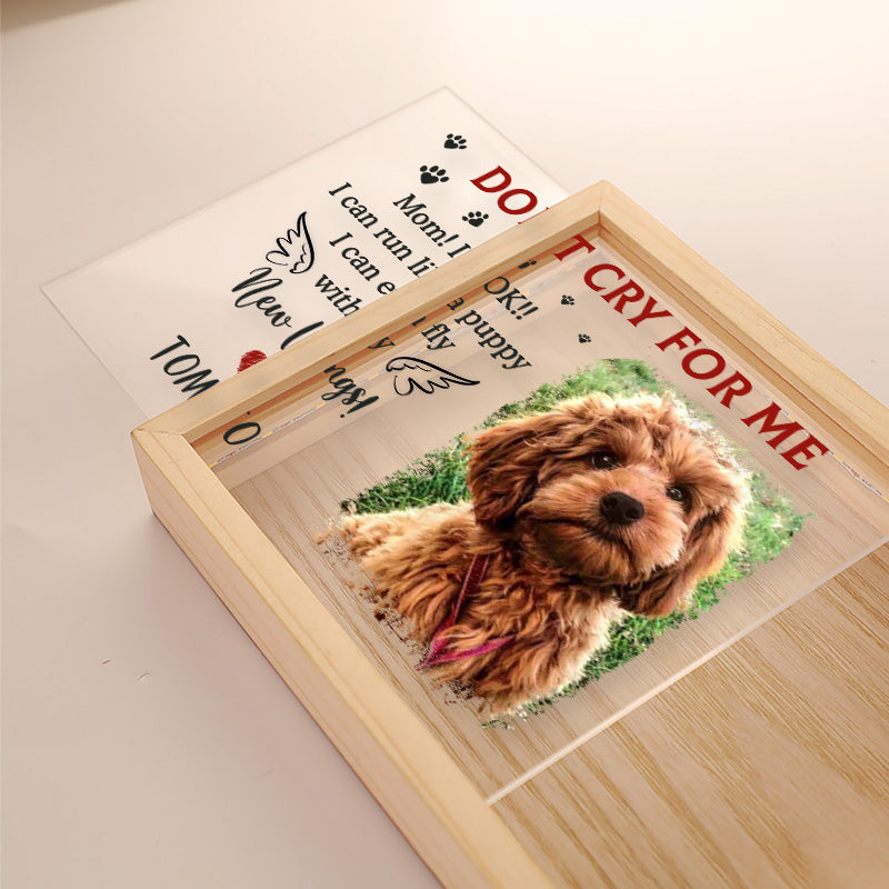 Photo personnalisée « Je peux courir comme un chiot » - Cadre photo personnalisé avec lumière - Cadeau de condoléances pour les propriétaires et les amoureux des animaux