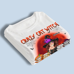 T-shirt, sweat à capuche et sweat-shirt unisexe personnalisé « Chat Sorcière Fou » - Cadeau d'Halloween pour les sorcières, vous-même, les propriétaires d'animaux et les amoureux des animaux.