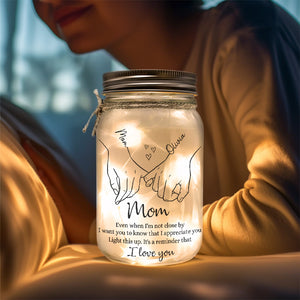 C'est un rappel que je t'aime - Lampe de pot Mason personnalisée pour la famille - Cadeau pour maman, grand-mère