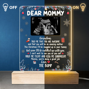 Photo personnalisée « Embrasse-moi bonne nuit » – Lampe LED 3D rectangulaire personnalisée pour la famille – Cadeau de naissance, premier Noël, cadeau de Noël pour la première maman