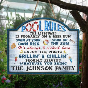 Swim At Your Own Risk Soak Up The Sun - Couple Personalized Custom Shaped Home Decor Wood Sign - House Warming Gift For Husband Wife, Annivesary