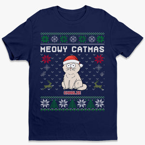 Meowy Catmas - Cat Personalized Custom Unisex T-shirt, Hoodie, Sweatshirt - Christmas Gift For Pet Owners, Pet Lovers