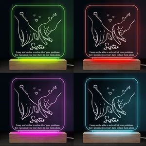 Vous n'aurez pas à les affronter seul - Lumière LED 3D carrée personnalisée Bestie - Cadeau pour meilleurs amis, meilleures amies, sœurs