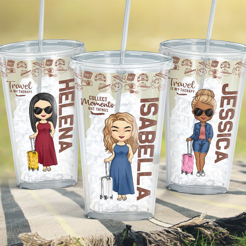 Voyagez assez loin pour vous rencontrer - Gobelet en acrylique transparent personnalisé - Cadeau pour les amoureux du voyage