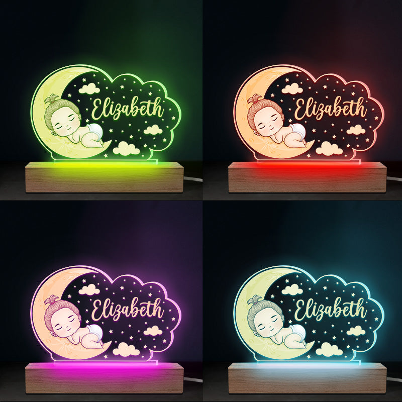 Dors bien bébé - Lampe LED 3D personnalisée en forme de cœur pour la famille - Cadeau pour la fête des mères, la baby shower ou la première maman