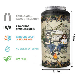 Making Memories One Campsite At A Time - Camping Personalized Custom 4 In 1 Can Cooler Tumbler - Gift For Husband Wife, Camping Lovers