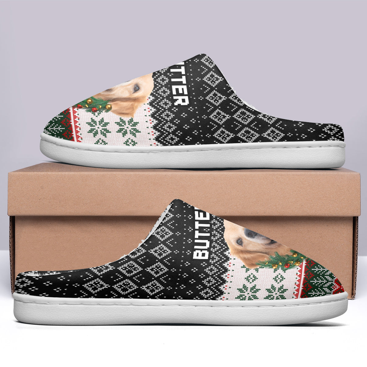 Chaussons personnalisés pour chiens et chats avec photo de l'assistant du Père Noël - Cadeau de Noël pour propriétaires et amoureux des animaux
