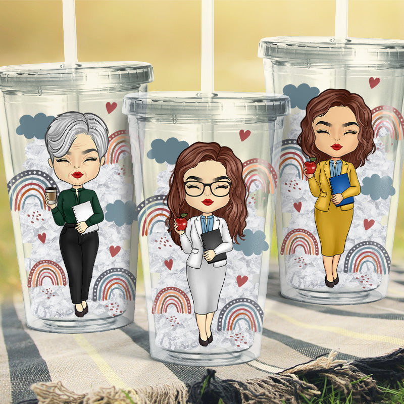 Un enfant, un enseignant, un livre - Gobelet en acrylique transparent personnalisé pour enseignant - Cadeau pour enseignant, rentrée scolaire