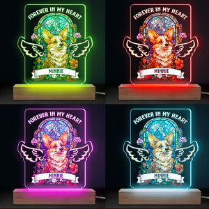 Pour toujours dans nos cœurs - Lampe LED 3D rectangulaire en vitrail personnalisé - Cadeau de condoléances, cadeau pour propriétaires d'animaux et amoureux des animaux