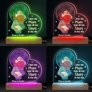 I Love You More Than All The Stars In The Sky - Couple Personalized Custom Heart Shaped 3D LED Light - Gift For Husband Wife, Anniversary