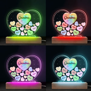 Tous mes chers amoureux - Lumière LED 3D personnalisée en forme de cœur pour la famille - Cadeau pour maman, grand-mère, fête des mères