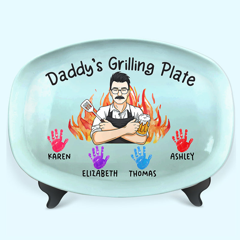 Daddy Grill Legend - Plateau personnalisé pour la famille - Cadeau pour la fête des pères et l'anniversaire de papa
