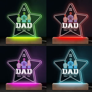 Meilleur papa de tous les temps - Lampe LED 3D personnalisée en forme d'étoile à cinq branches - Cadeau d'anniversaire et de fête des pères pour papa
