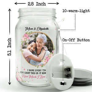 Photo personnalisée Rappelle-toi combien je t'aime - Lampe de pot Mason personnalisée pour famille - Cadeau pour maman, grand-mère