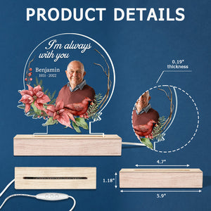Photo personnalisée de cardinaux apparaissant à proximité des anges – Lampe LED 3D ronde personnalisée et commémorative – Cadeau de condoléances pour les membres de la famille