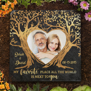 Custom Photo My Favorite Place In All The World - Couple Personalized Custom Rock Slate - Gift For Husband Wife, Anniversary