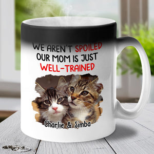 Mug personnalisé avec photo « Nous ne sommes pas gâtés » - Tasse à changement de couleur personnalisée pour chien et chat - Cadeau pour propriétaires et amoureux des animaux