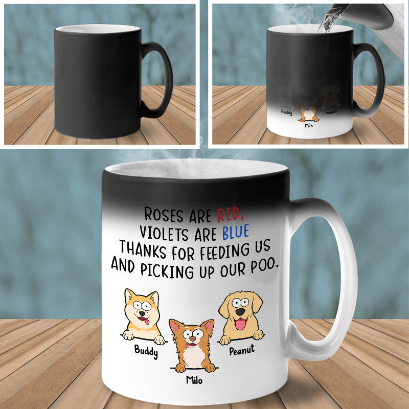 Merci d'avoir ramassé nos crottes - Mug personnalisé à changement de couleur pour chien - Cadeau pour les propriétaires d'animaux et les amoureux des animaux