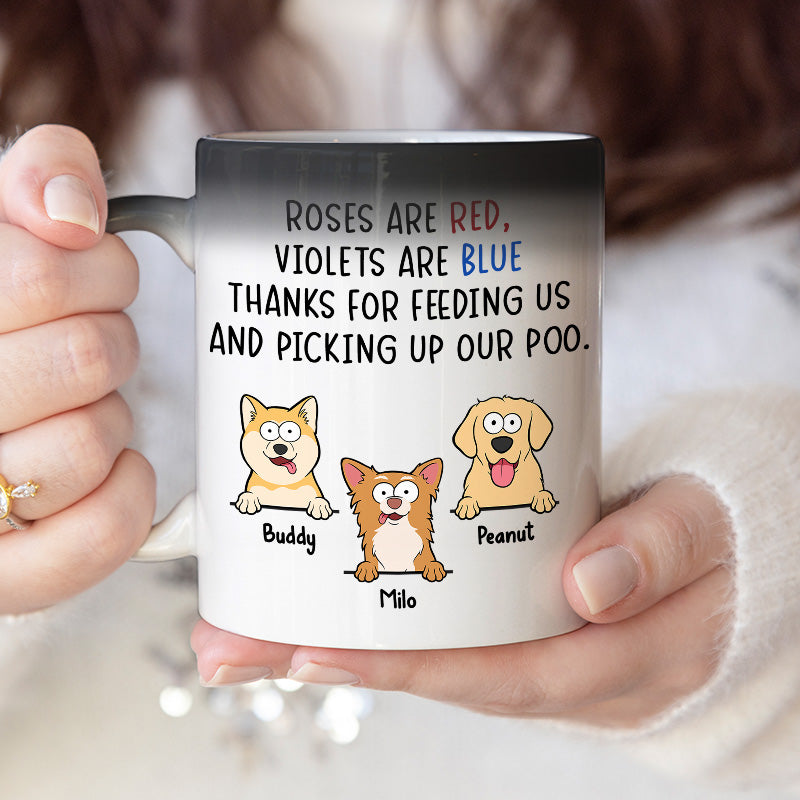 Merci d'avoir ramassé nos crottes - Mug personnalisé à changement de couleur pour chien - Cadeau pour les propriétaires d'animaux et les amoureux des animaux