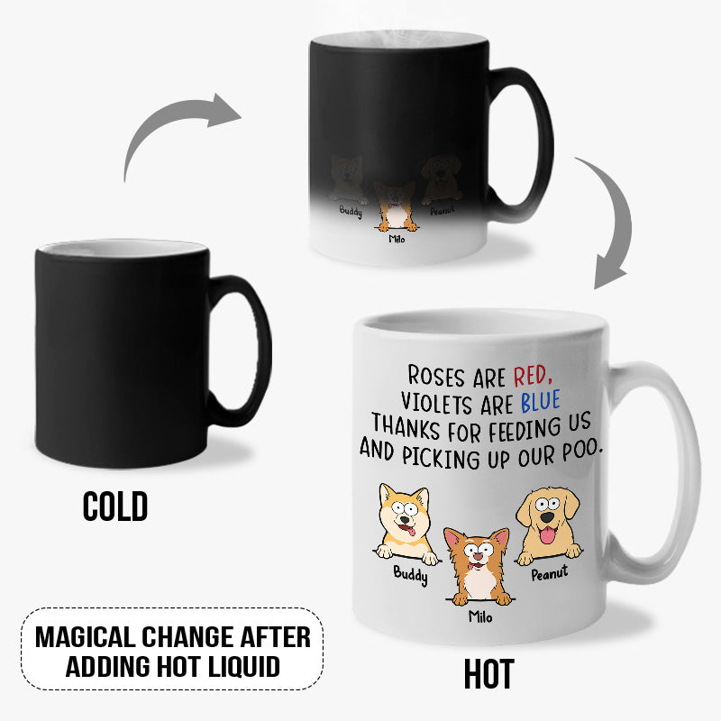 Merci d'avoir ramassé nos crottes - Mug personnalisé à changement de couleur pour chien - Cadeau pour les propriétaires d'animaux et les amoureux des animaux