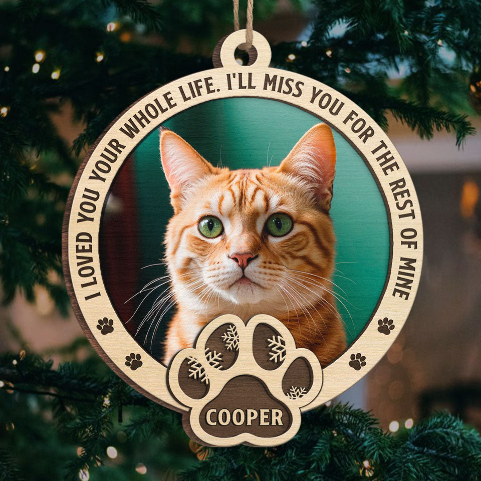 Photo personnalisée « Ils ont vécu, ils ont aimé, ils ont ronronné » - Ornement commémoratif personnalisé - Forme en bois personnalisée - Cadeau de Noël, cadeau de condoléances pour les propriétaires d'animaux et les amoureux des animaux
