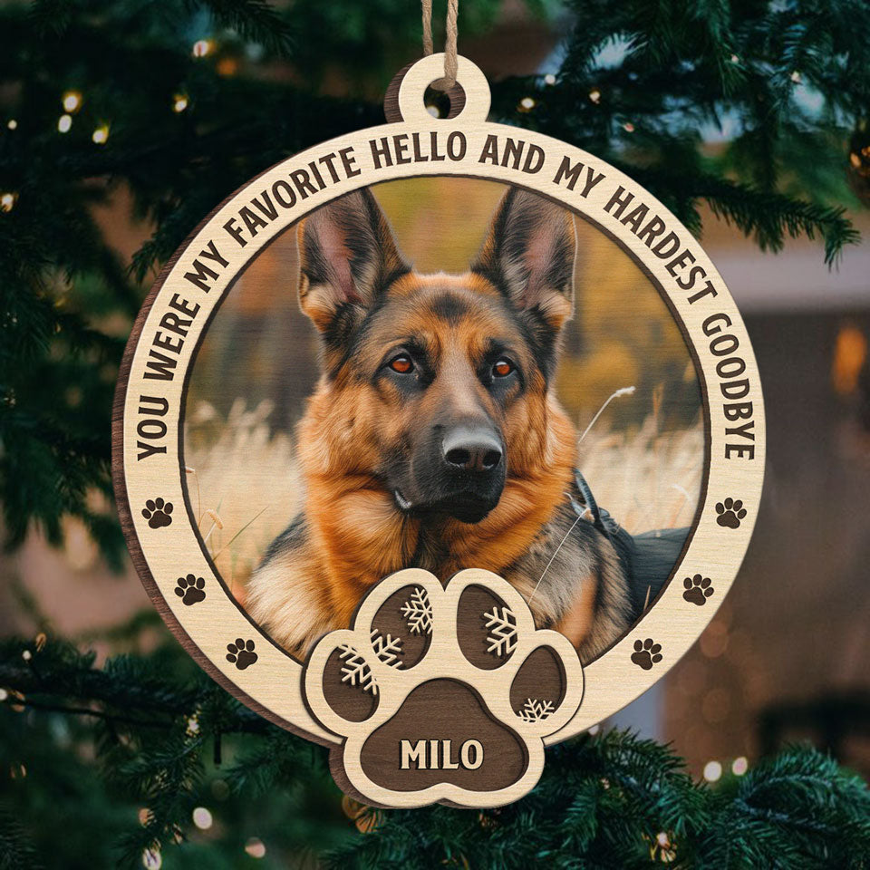 Photo personnalisée « Tu me manqueras jusqu'à ce que nous nous revoyions » - Ornement commémoratif personnalisé - Forme en bois personnalisée - Cadeau de Noël, cadeau de condoléances pour les propriétaires d'animaux de compagnie, les amoureux des animaux