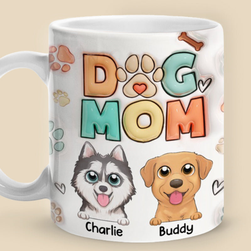 Le bonheur est un chiot chaleureux pendant la période de Noël - Mug personnalisé avec effet gonflable 3D imprimé chien - Cadeau de Noël pour les propriétaires d'animaux et les amoureux des animaux