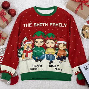 Le réveillon de Noël est une soirée familiale ! Sweat-shirt personnalisé pour toute la famille ! Pull unisexe en laine ! Cadeau de Noël pour les membres de la famille