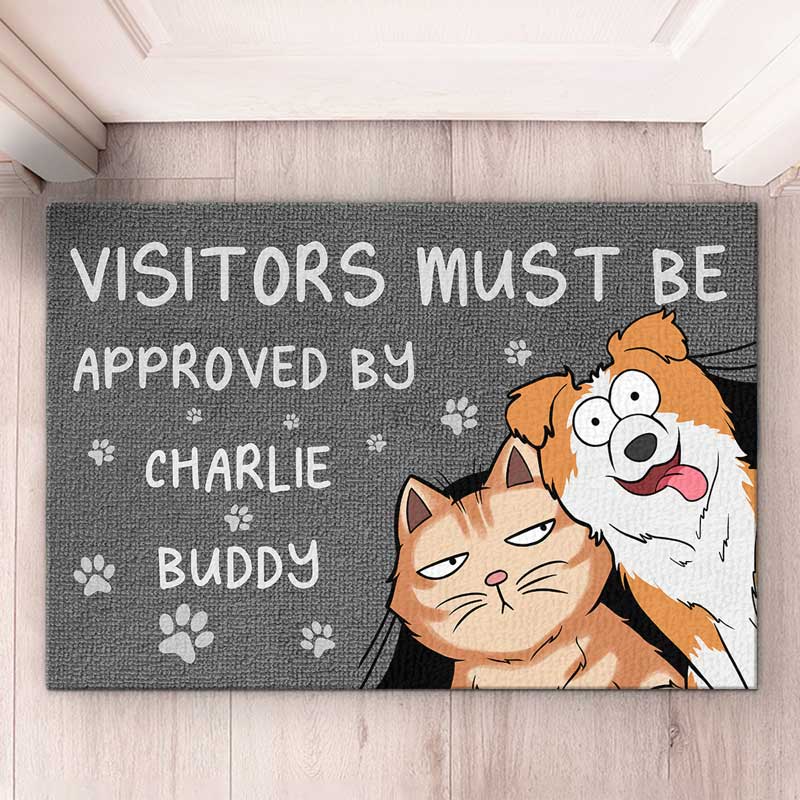 Notre paillasson est approuvé par les animaux de compagnie - Tapis décoratif personnalisé pour chien et chat - Cadeau de pendaison de crémaillère pour les amoureux des animaux et les propriétaires d'animaux