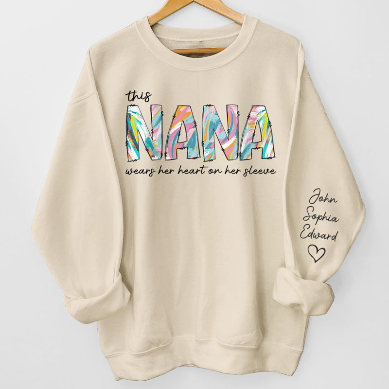 J'aime ma grand-mère - Sweat-shirt unisexe personnalisé avec motif sur la manche - Cadeau d'anniversaire pour maman et grand-mère