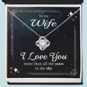 Je t'aime plus que toutes les étoiles - Collier personnalisé avec nœud d'amour pour couple - Cadeau pour mari et femme, anniversaire