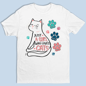 Juste une fille qui aime les chats - T-shirt, sweat à capuche et sweat-shirt unisexe personnalisé avec chat - Cadeau pour les propriétaires d'animaux et les amoureux des animaux