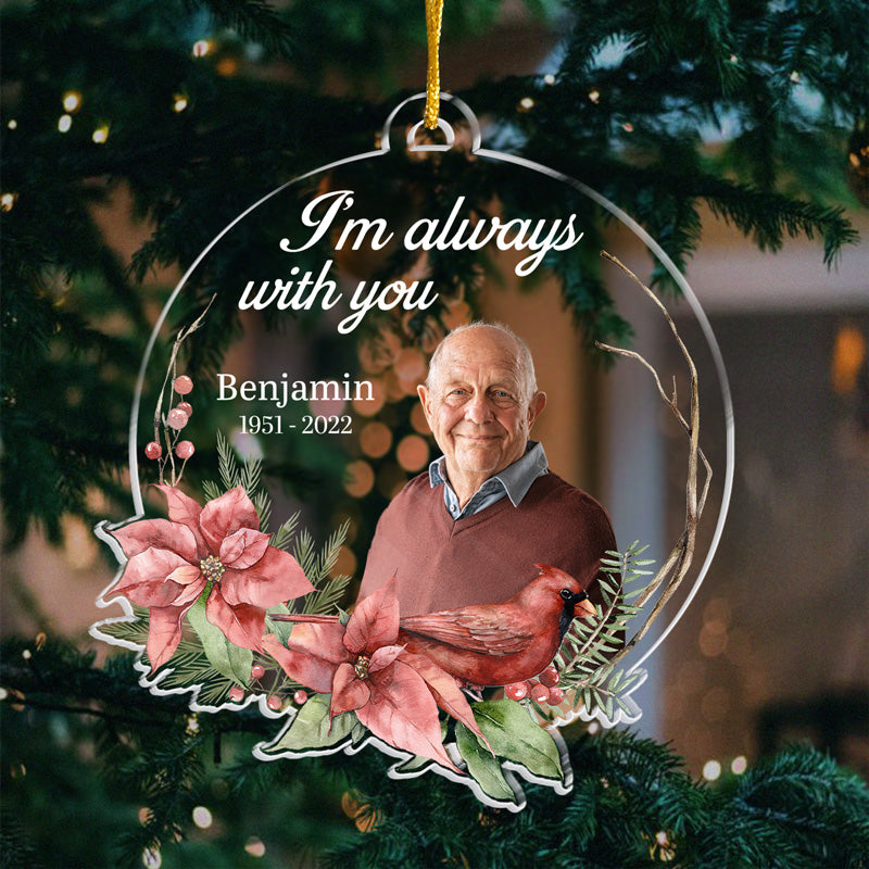 Photo personnalisée : pas un jour ne passe sans que vous ne nous manquiez - Ornement personnalisé commémoratif personnalisé - Forme ronde en acrylique - Cadeau de condoléances pour les membres de la famille